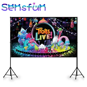 

Cartoon Trolls Backdrops World Tour Music Concert Dance Party Background Studio Shooting Photocall Kids Birthday Backdrop Banner