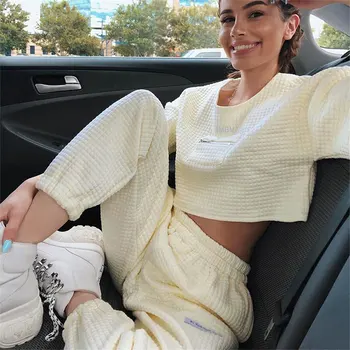 

Women Sets 2 pieces Suits Harem Pants Soft Streetwear Harajuku Slim Female Sweatpants 2019 Autumn Winter Ladies Patchwork Suit