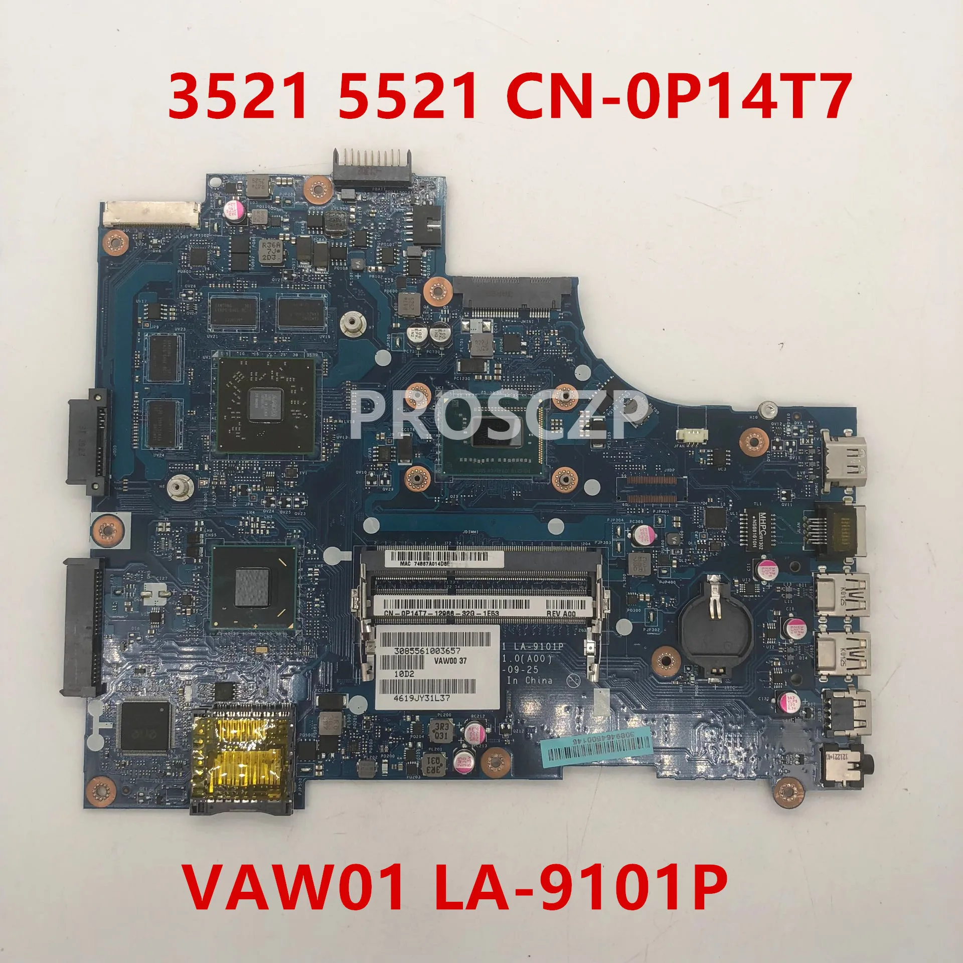 

Free shipping For 3521 5521 Laptop motherboard CN-0P14T7 0P14T7 P14T7 LA-9101P with SR0XL I5-3337U HM76 100% working well