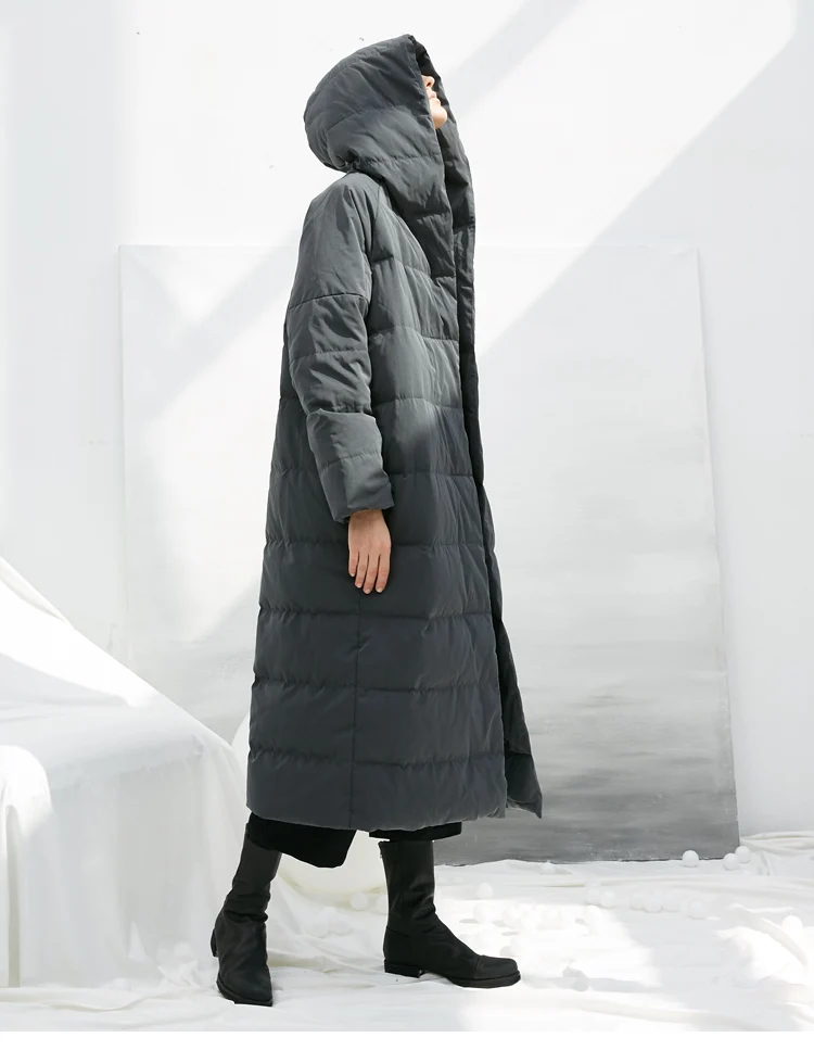 AIGYPTOS manteau hiver femme женская новая Оригинальная дизайнерская Зимняя Толстая теплая короткая Повседневная Свободная длинная пуховая куртка с капюшоном пуховое пальто