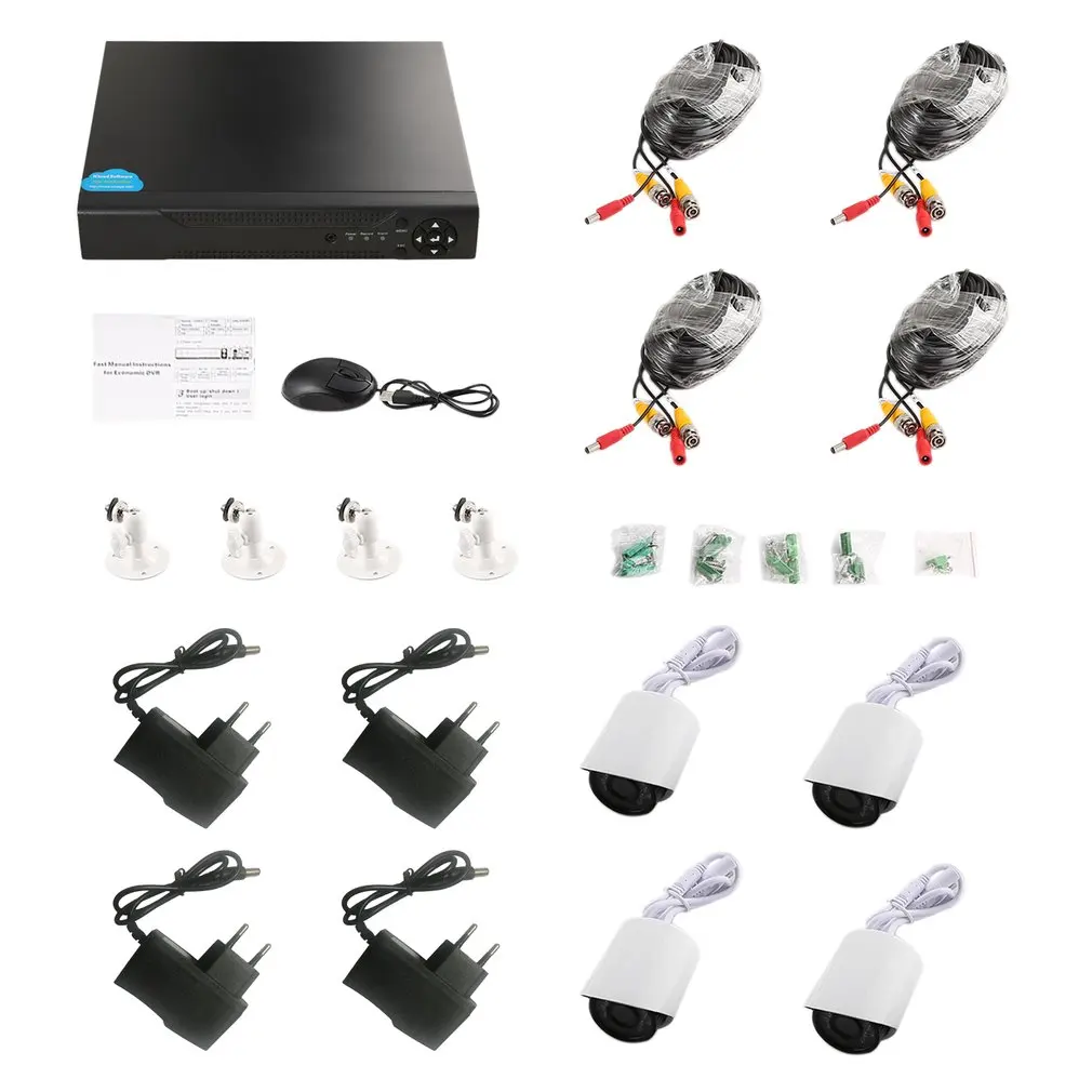 

4 Channels Mobile DVR Network Hybrid Digital Smart Video Recorder CCTV Surveillance DIY Kit With 2.0MP Coaxial Cameras