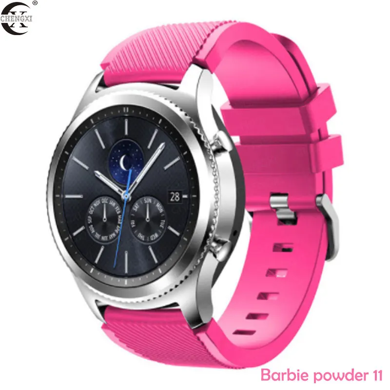 Chengxi для samsung Galaxy ремешок для часов 46 мм 42 мм 22 мм 20 мм силиконовый ремешок для часов huawei watch GT ремешок amazfit bip 47 44 40 active2 - Цвет ремешка: Barbie-powder-11