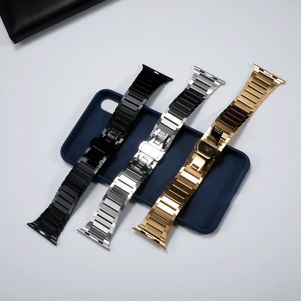 Ремешок из нержавеющей стали для Apple watch 4, 5, ремешок 44 мм, 40 мм, iwatch, ремешок 42 мм, 38 мм, металлический браслет с бабочкой, 3, 2, 1