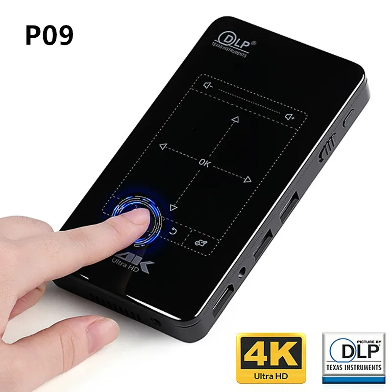 2020 DLP P09 мини портативный Android 9 0 Мини проектор домашний кинотеатр поддержка 4K