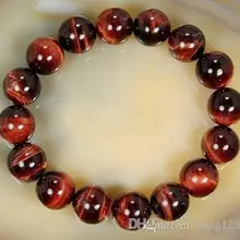 10 мм красный натуральный тигровый глаз бусины браслет 7,5"
