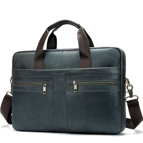 Bag men's Genuine Leather briefcase Male man laptop bag natural Leather for men Messenger bags men's briefcases - Цвет: 2019I4gray