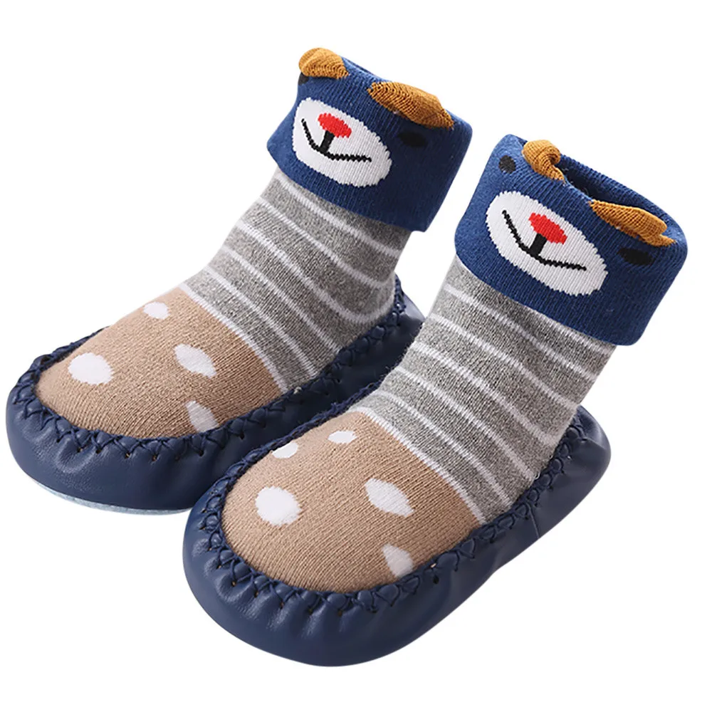 Носки для маленьких мальчиков и девочек, хлопковые детские носки-тапочки, нескользящие носки для малышей, обувь для малышей 0-6, 6-12, 12-18, 18-24, первые ходунки,# X2 - Цвет: Navy