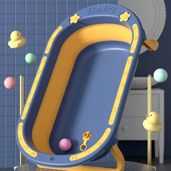 

Bathtub Baby Bath Tub Small Plastic Portable Collapsible Toddler Bath Tub Anti Slip Skid with Baby Cushion for 0-5 Years