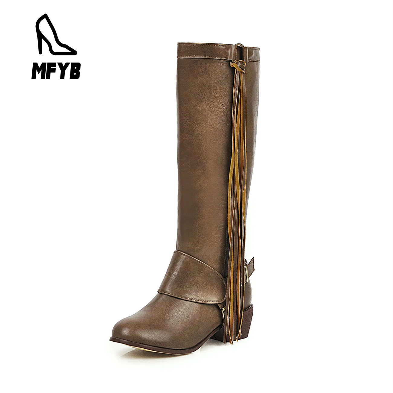 

MFYB Women's boots 2019 winter new style comfortable with women's shoes 34-43 large size tassel high boots women's boots