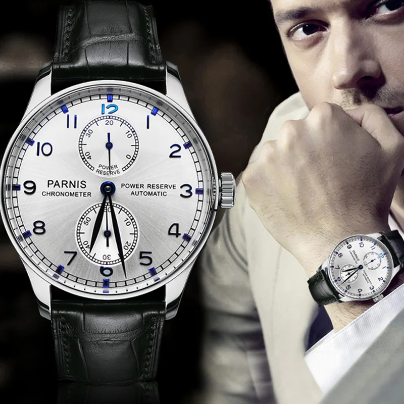 43mm Parnis Automatic Watch Power Reserve Mechanical Watches Classic Men Diver Watch Top Brand Luxury Men