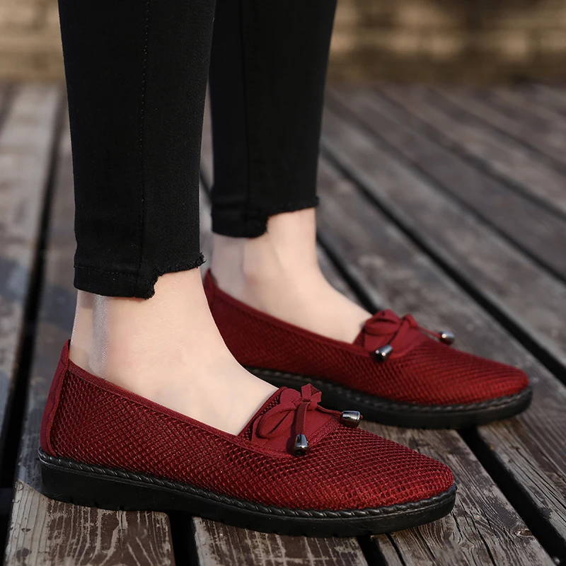 Women flats 2020 single sneakers women shoes flats mesh mom solid color casual loafers shoes woman flat tenis feminino