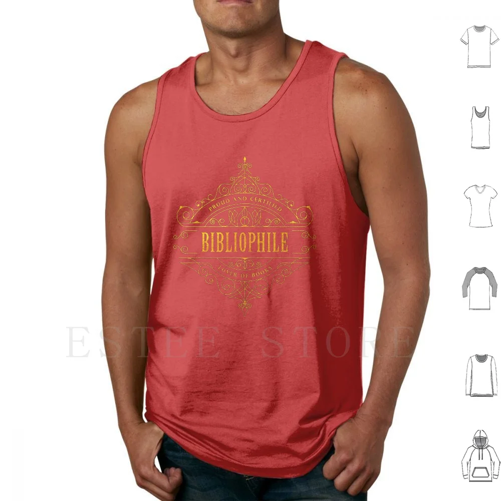 

Gold Bibliophile Tank Tops Vest Sleeveless Books Booklover Bookish Bookstagram Booknerd Golden Vintage Retro Art Engrave