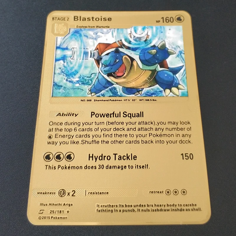6 стилей листов Pokemon металлическая карта Blastoise серия Золотая коллекция подарок