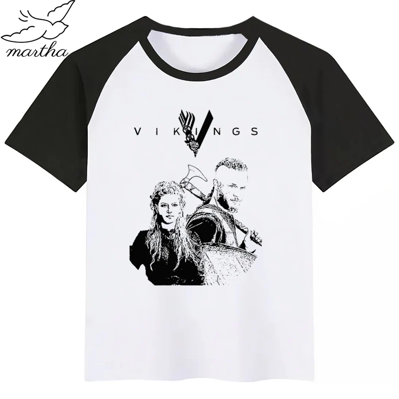 Viking/Детская летняя забавная футболка для мальчиков и девочек детская футболка с принтом модная повседневная одежда для малышей - Цвет: BlackH