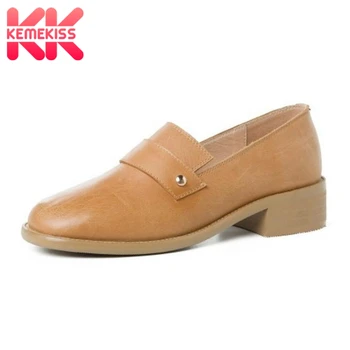 

KemeKiss Women Pumps Shoes Fashion Belt With Rivets Square Toe Shoes Women Genuine Leather Thick Heel Mature Footwear Size 33-40