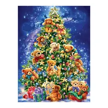 Рождественские «дерево» Алмазная картина с мультяшным мишкой круглый полный дрель 5D nouveauteбыл Сделай Сам Алмазная мозаика Вышивка крестом домашний декор