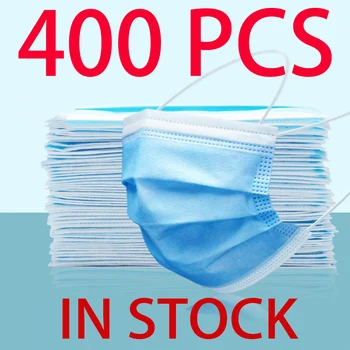 

400 Pcs Disposable Mask Anti-Dust Masks Anti-virus Dust-proof 3-layer Non Woven Mask Face Mouth Masks Non Woven