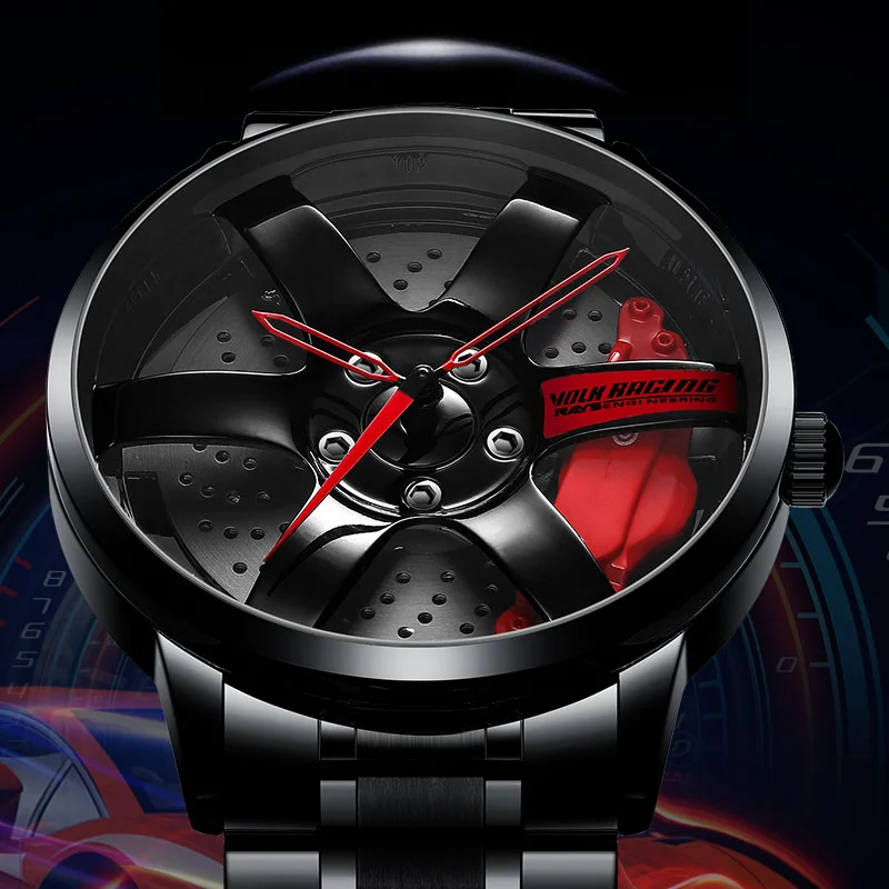 

2020 NIBOSI Wheel Rim Hub TE37 Watch Custom Design Sport Car Rim Watches Waterproof Creative Watch Men Ship from US Warehouse