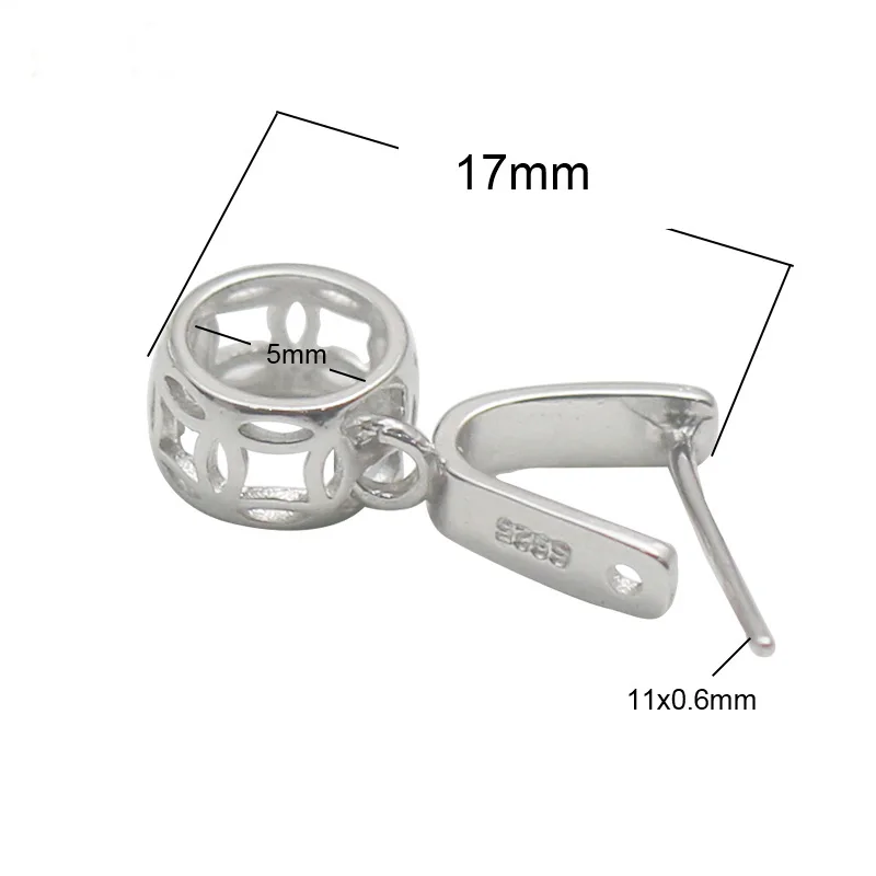 platina plated Beadsnice твердый Серебряный 925 кулон клип-пинч фурнитура ювелирный Соединитель Кулон застежки на ожерелье для изготовления подвесок ID34628 - Цвет: platina plated