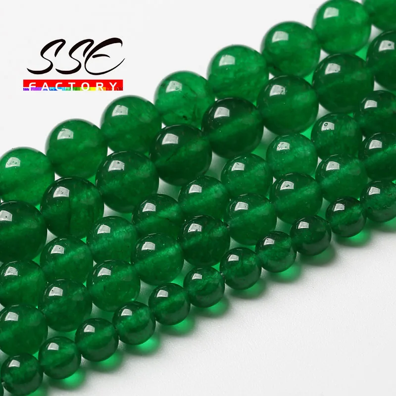 

Natural Green Jades Beads Taiwan Green Jades Round Loose Stone Beads For Jewelry Making DIY Bracelet Necklace 4 6 8 10 12MM 15"