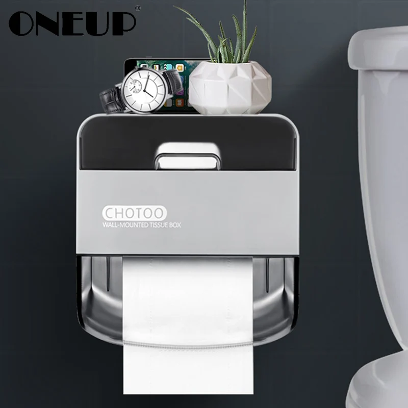 

ONEUP Portable Toilet Paper Holder Plastic Double Layer Tissue Box Home Waterproof Storage Rack With Drawer Toilet Roll Holder