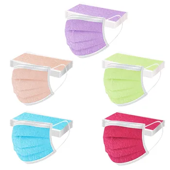 

50pc Adult's Protective Mask Masque Маска Disposable Solid Face Mask 3 Layer Ply Earloops Protective Face Mask Mondmasker