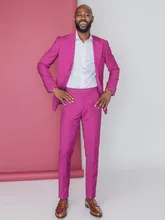Fushcia – Costume de Mariage 2 pièces pour hommes, Costume de smoking pour marié, Blazer et pantalon, Costume de fête d'affaires