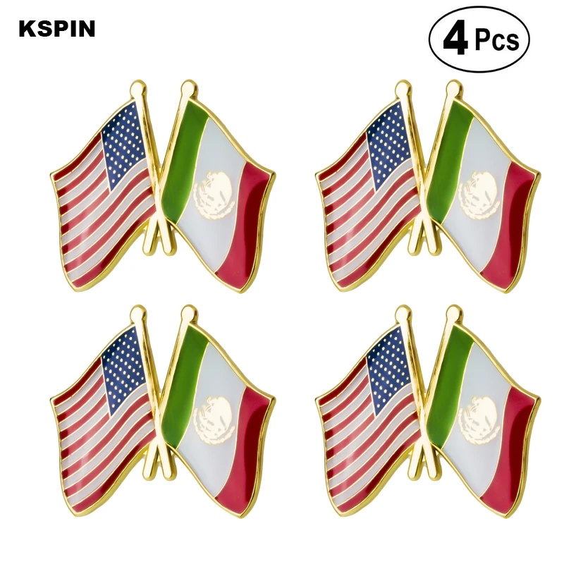 U.S.A Mexico Friendship Flag Pin Lapel Badge Brooch Icons 4pcs | Дом и сад