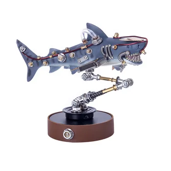 

217Pcs DIY Metal Mechanical Variant Beast 3D Assembly Puzzle Model Building Kit Stem Gift As Home Decor For 14+ - Shark