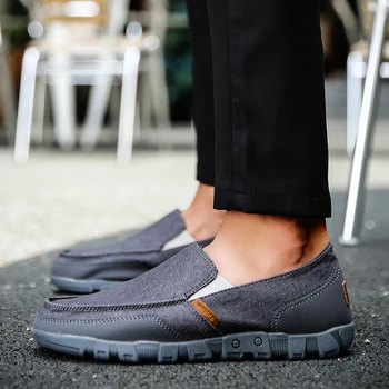 

Fashion Denim Men Canvas Shoes Male Sneakers Slip On Casual Breathable Shoes Loafers Size 48 Chaussure Homme Zapatos De Hombre