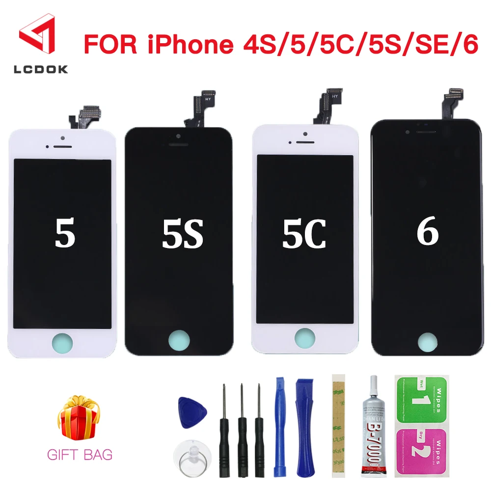 100% протестированный AAA ЖК-дисплей для Apple iPhone 4S 5 5C 5S SE 6 кодирующий преобразователь