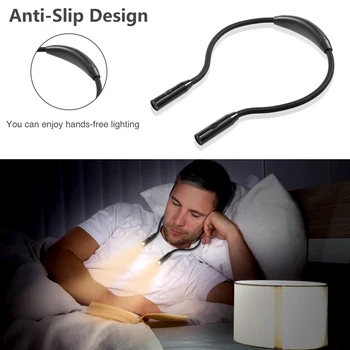 

Portable Neck Hug Book Light With LED Reading Lamp 2 Modes Flexible Flashlight Soft Silicone Outdoor Camping Light Night Lights