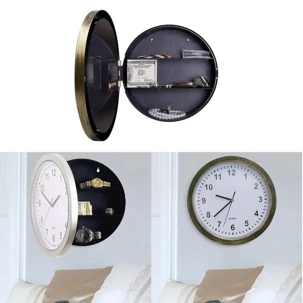 Скрытые часы-Сейф шкатулка деньги ювелирные изделия настенные часы круглый отсек шкатулка с секретной гостиной, дома