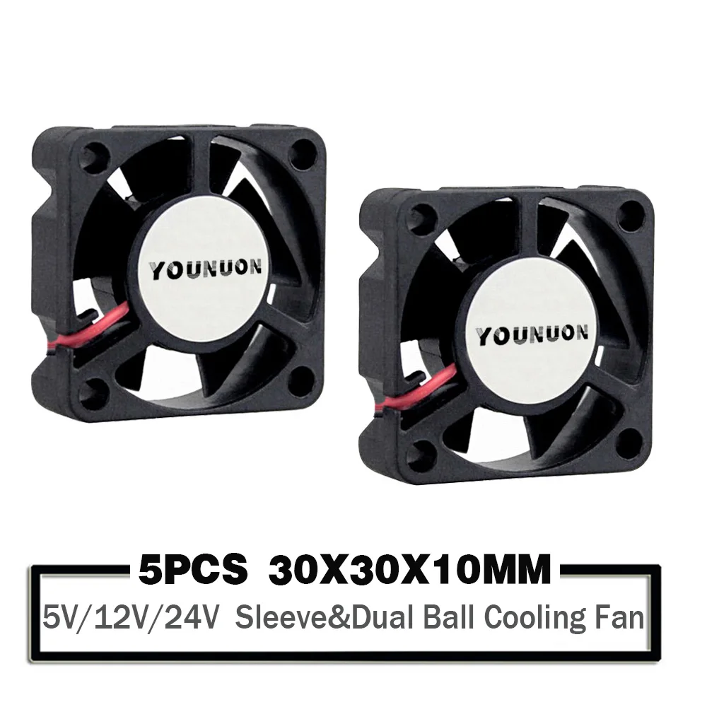 5 Pieces DC 24V 12V 5V 3cm 30x30x10mm 2Pin Ball Bearing Portable 