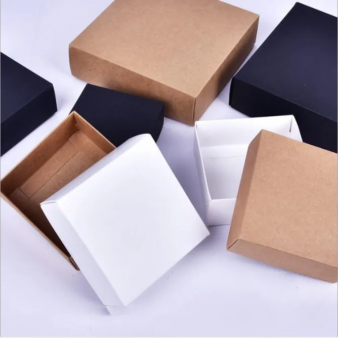 10pcs Kraft black white gift packaging box blank carton paper gift Cardboard box with lid High Quality Paper Boxes