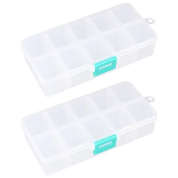 

2pcs 10 Grids Storage Box Square Home Storage Box Empty Box for Jewelry Earring Bracelet