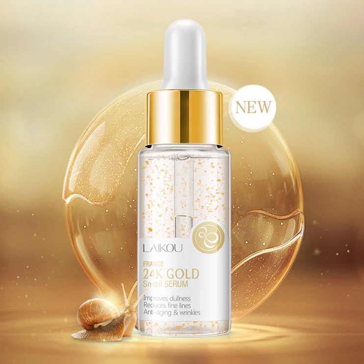 24K Gold Laikou лица с гиалуроновой кислотой, Сыворотки Сакура 24K GOLD Snail Увлажняющий Витамин C сущность на лице уменьшение пор, акне набор по уходу за кожей - Вес нетто: 24K Gold