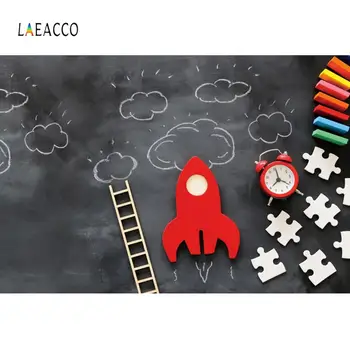

Laeacco Photographic Backdrop Blackboard Chalk Drawing Rocket Child Decor Customize For Photography Backgrounds For Photo Studio