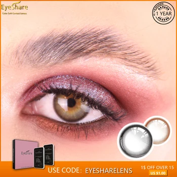 

EYESHARE 1 Pair Degree Circle Lens Colored Contact Lens Cosmetic Contacts Lenses Eye Color with Power