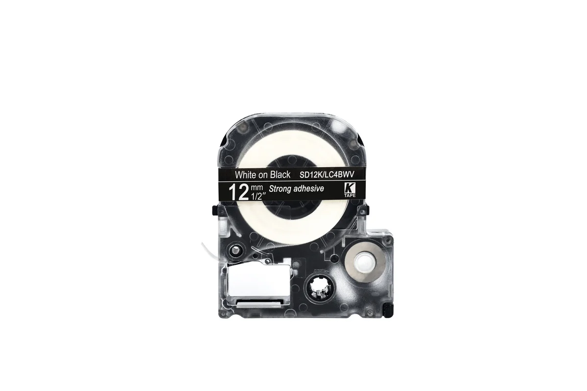 Ярлыки Epson KingJim совместимые с SD12K 12 мм белые и черные зеркальные ленты LC4BWV для