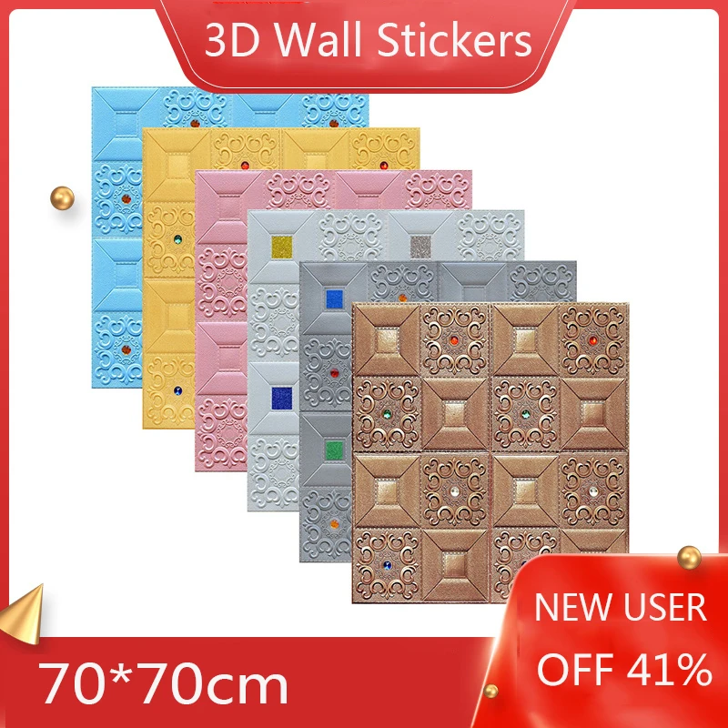 3d Three-Dimensional Wall Sticker Thick Soft Bag Anti-Collision Foam Wallpaper Self-Adhesive Tv Background Decor Stickers | Дом и сад