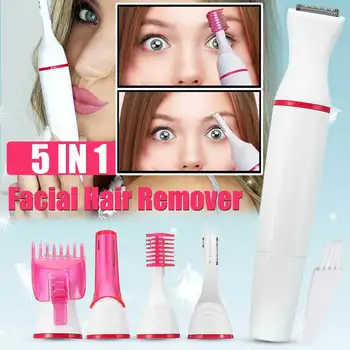 

5 in1 Multifunction Women Electric Shaver Wool Device Lady Rechargeable Razor Female Epilator Eyebrow Nose Trimmer
