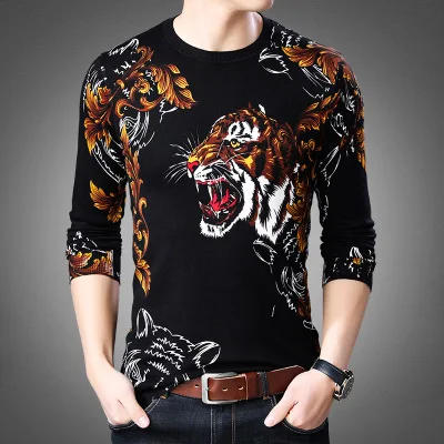 Китайский стиль 3D с цветочным принтом модный сверхмодный свитер pull homme осень и зима Качество Вязаный мужской свитер m-xxxl - Цвет: as picture