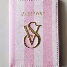 VS Signature Striped Passport Holder and Card Case PINK
