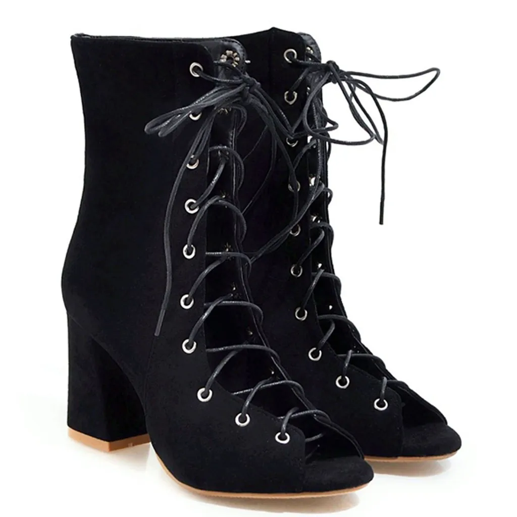 SAGACE Open Toe Sandals High Heels Summer Boots New Arrivals Lace Up Women Ankle Sandals Women High Heel Shoes