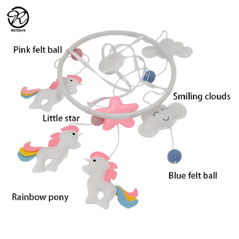 Радио-няня | милый Единорог детская Мобильная подвеска | Висячие игрушки звезды и облака | войлочная детская потолочная комнатная декор для мальчиков и девочек