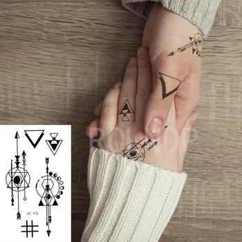 

Waterproof Temporary Tattoo Sticker Arrow Planet Triangle Geometric Shape Elements Flash Tatoo Fake Tatto Art for Women Men