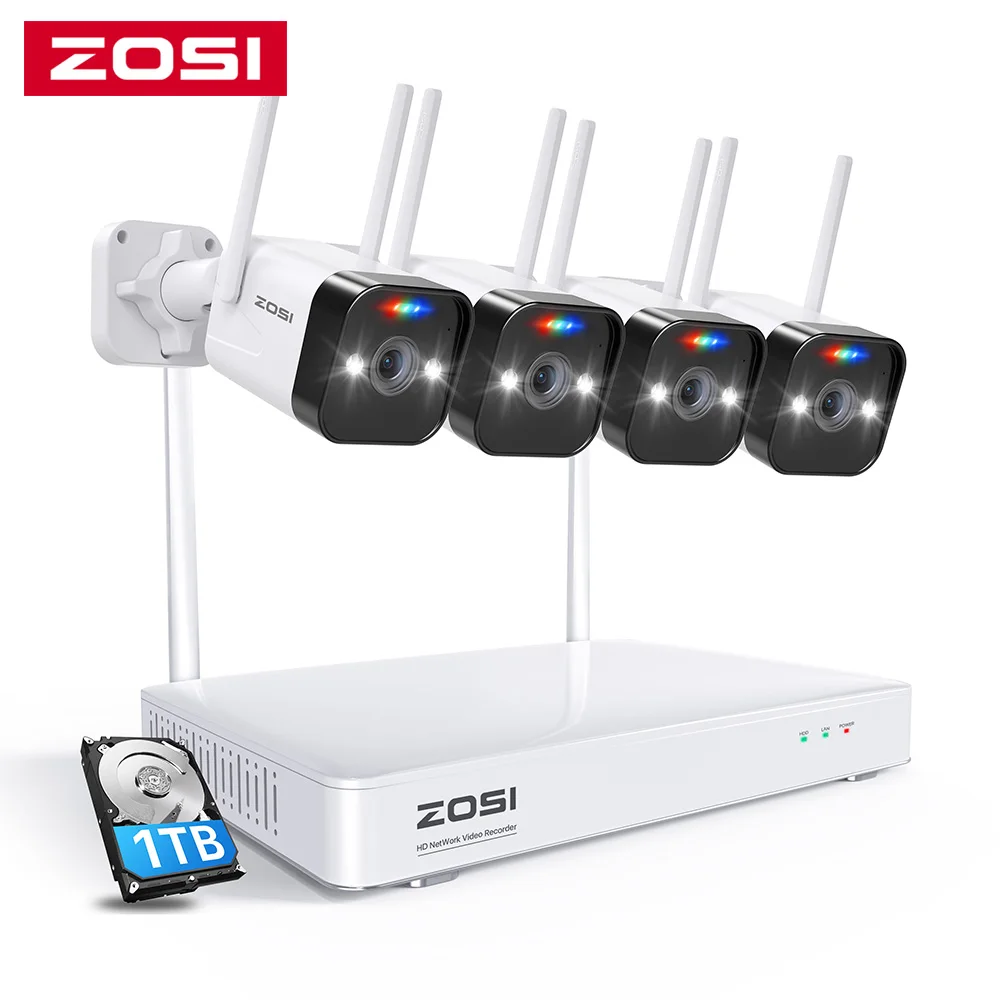 ZOSI 3MP W4 Pro сеточная Wi-Fi система 8CH видеонаблюдения NVR 4 шт WiFi ip-камера с прожектором