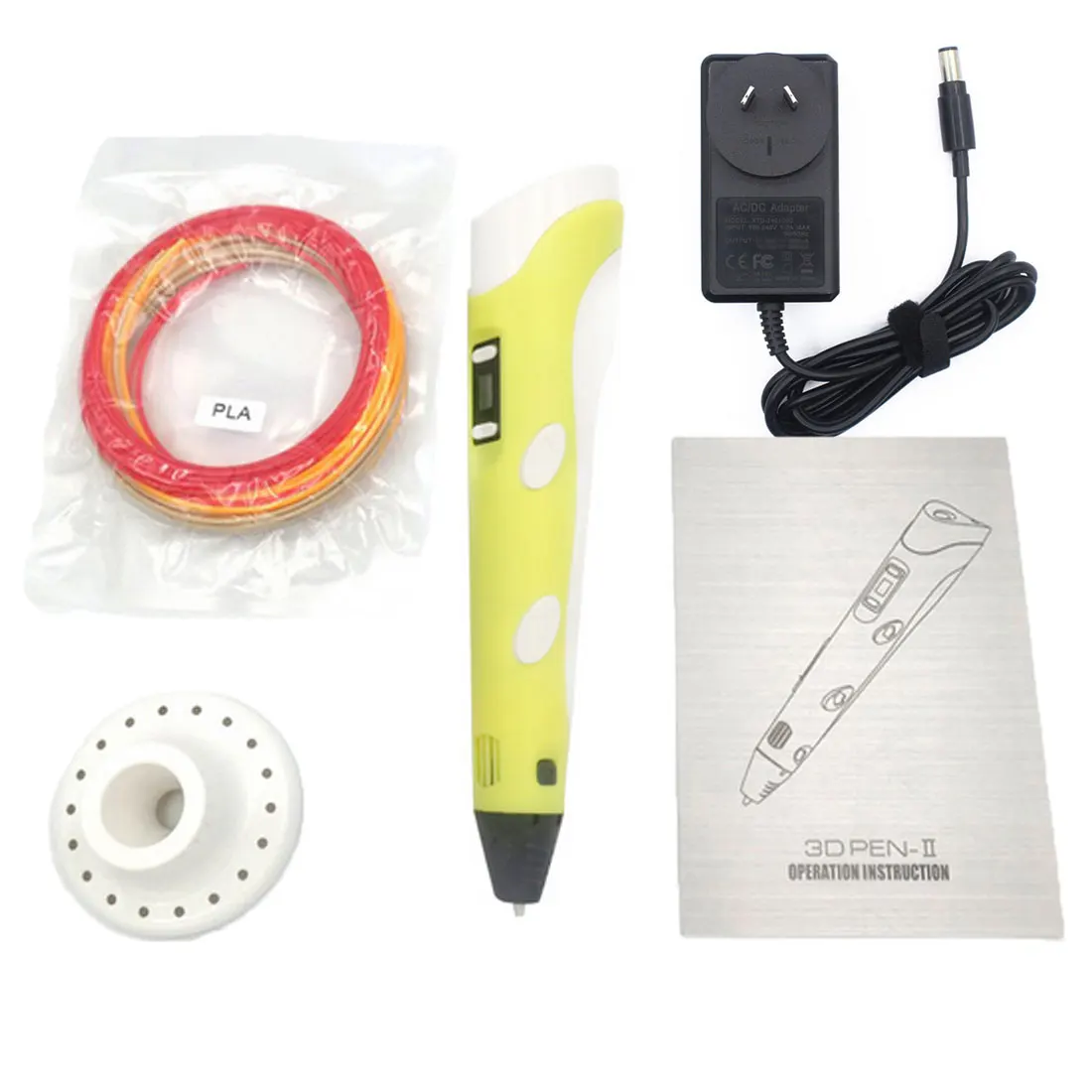 yellow AUplug 3D печать ручка пластиковая DIY трехмерная картина игрушка 3D Ручка детский дизайн рисунок креативная игрушка подарок - Цвет: yellow AUplug