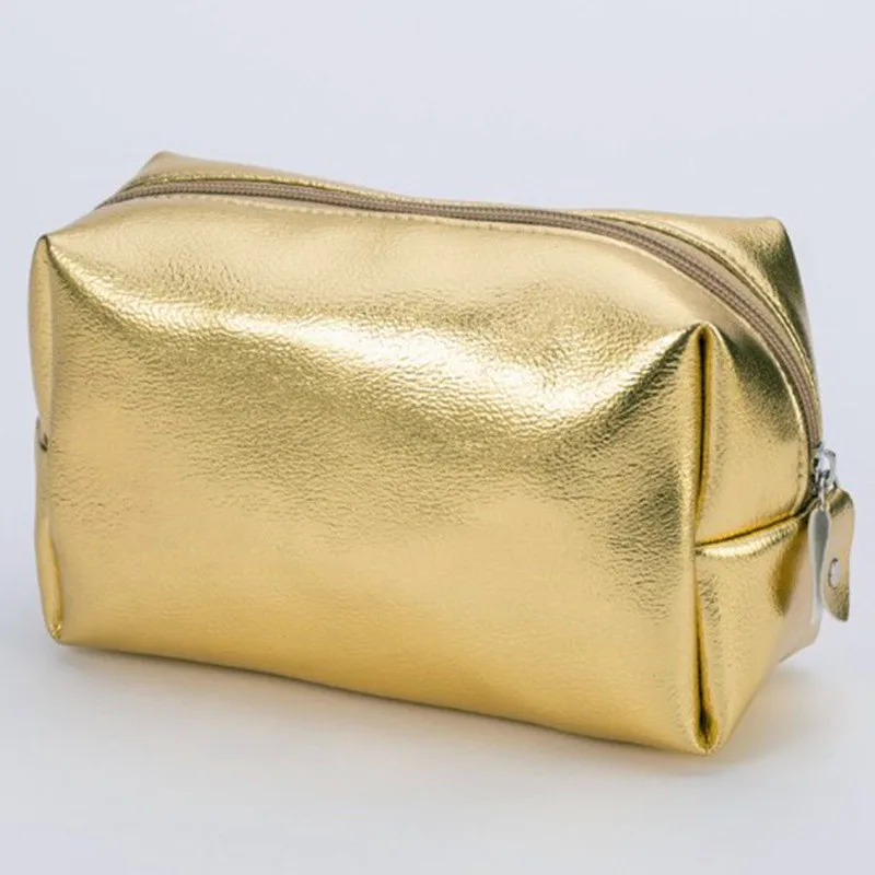 Золотой Водонепроницаемый Косметический мешок для макияжа чистый карамельный цвет стиральная сумка сумочка со змейкой косметичка Горячая - Цвет: Золотой